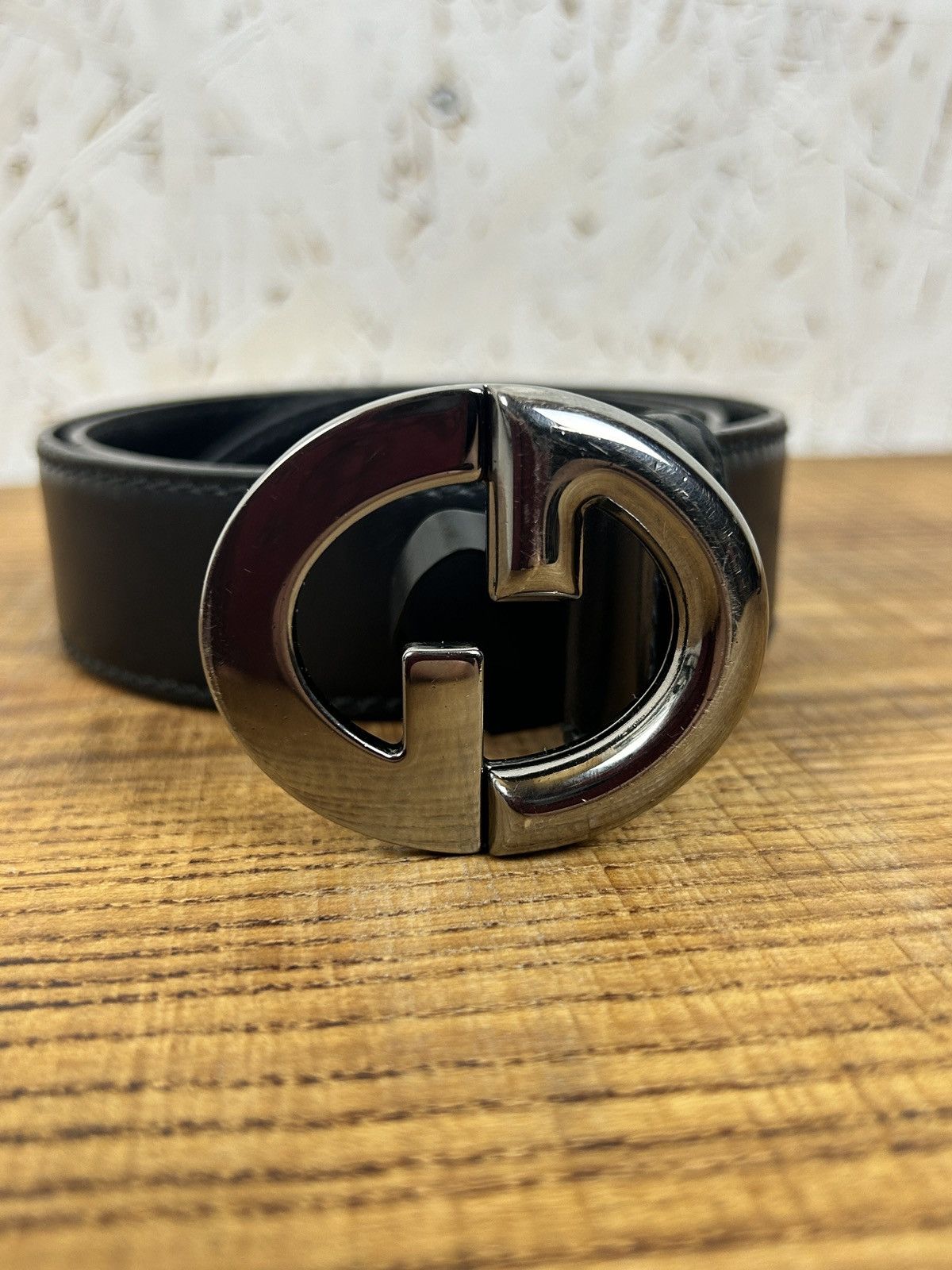 Gucci Vintage Gucci GG Black Leather Belt 106412-1476 Size 80/32 Size ONE SIZE - 1 Thumbnail