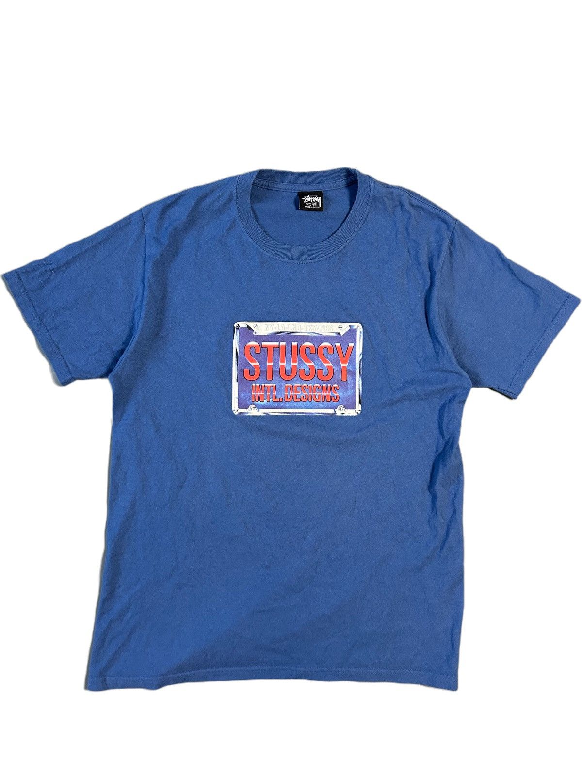 ★24SS 大人気★STUSSY WAVE COTTON CREW Streetwear × Stussy Stussy Wave Cotton Crew Blue T-shirt
