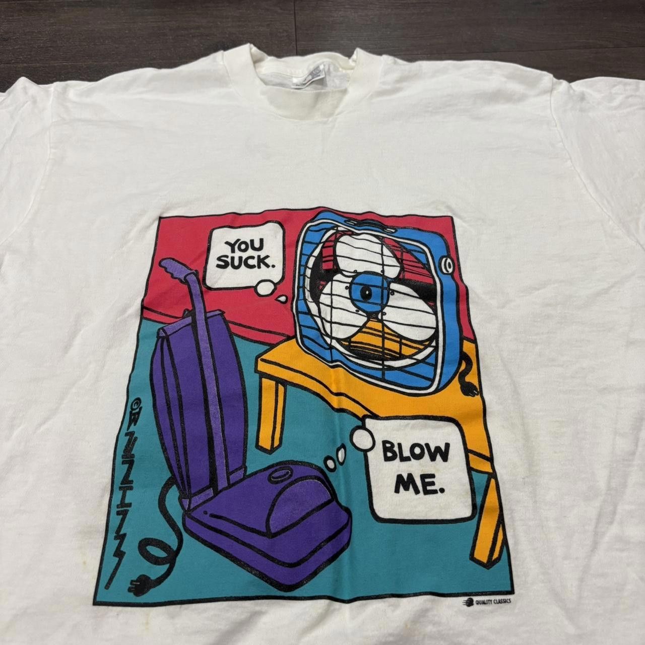 Fruit Of The Loom Vintage you suck blow me pop art t shirt 90s M/L Size US L / EU 52-54 / 3 - 2 Thumbnail