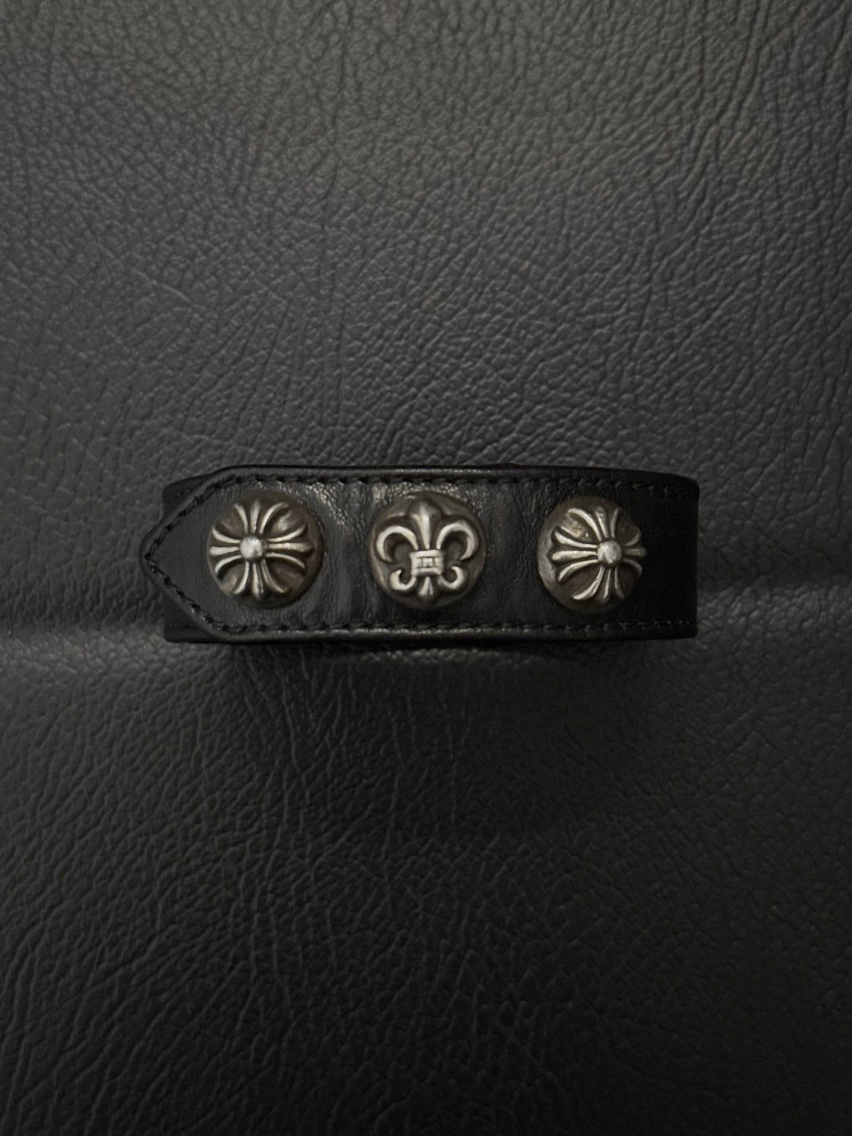 Chrome Hearts Chrome Hearts Black Leather Snap Bracelet Size ONE SIZE - 1 Thumbnail