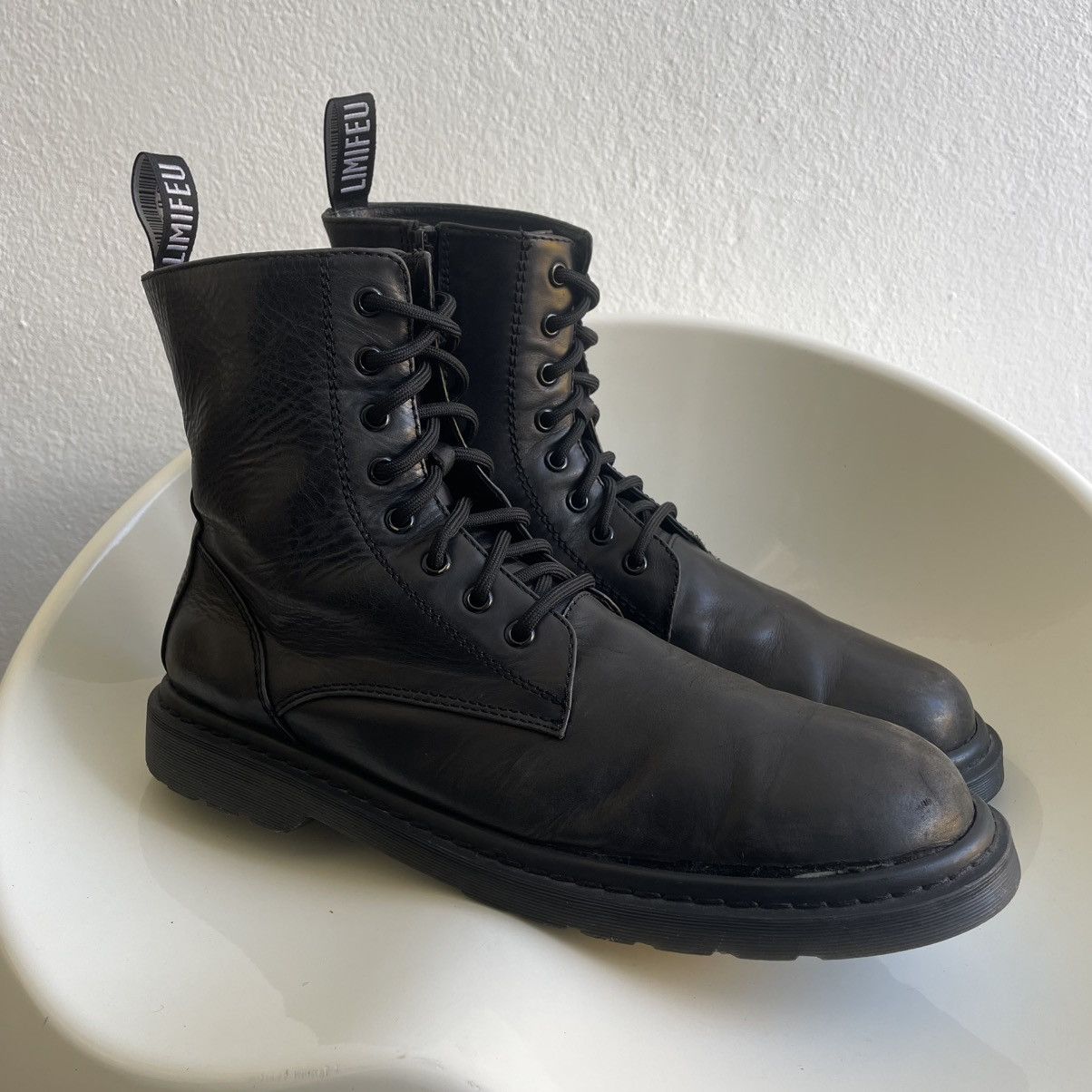 Limi Feu Very Rare! Limi Feu Leather Combat Boots with Side Zipper Size US 12 / EU 45 - 9 Thumbnail