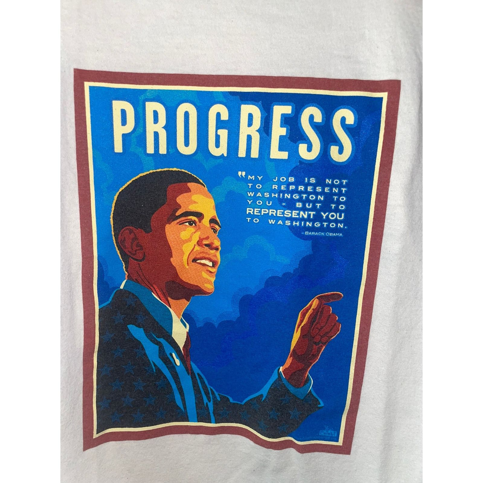 Gildan Barack Obama Shirt Progress Represent You President 2000s L Size US L / EU 52-54 / 3 - 2 Thumbnail