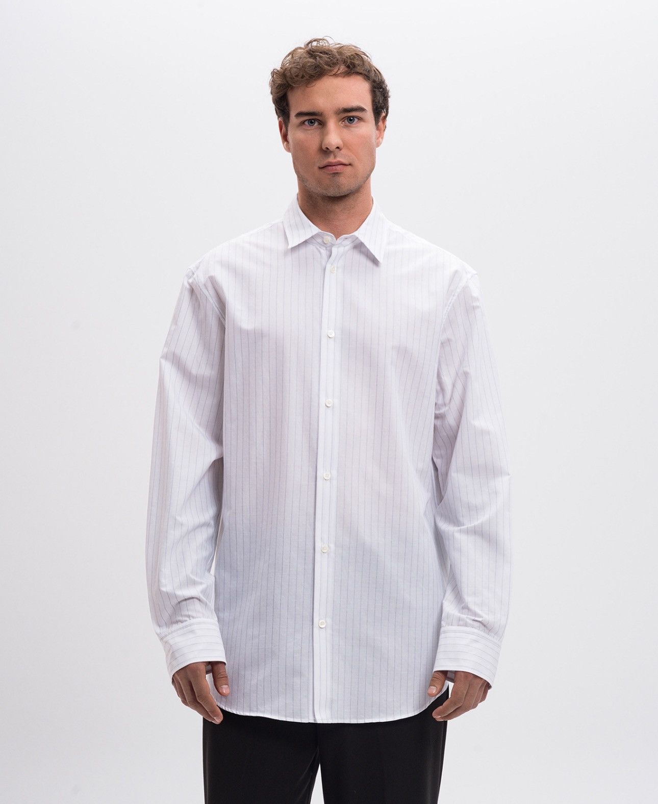 Ann Demeulemeester Last Size Ann Demeulemeester Benard White Striped Shirt Size US XL / EU 56 / 4 - 2 Thumbnail