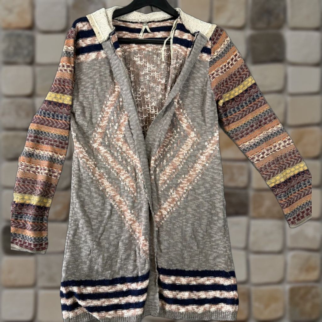 BKE BKE Buckle Sweater Mens M Brown Knit Aztec Tribal Open Front Hooded Cardigan Size US M / EU 48-50 / 2 - 1 Thumbnail