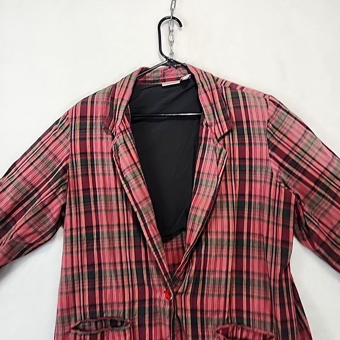 Vintage Newport News Vintage Plaid Button Up Women’s Blazer L Red Three-Button Sleeve One-Button Front Lined Career Office Size L / US 10 / IT 46 - 3 Thumbnail