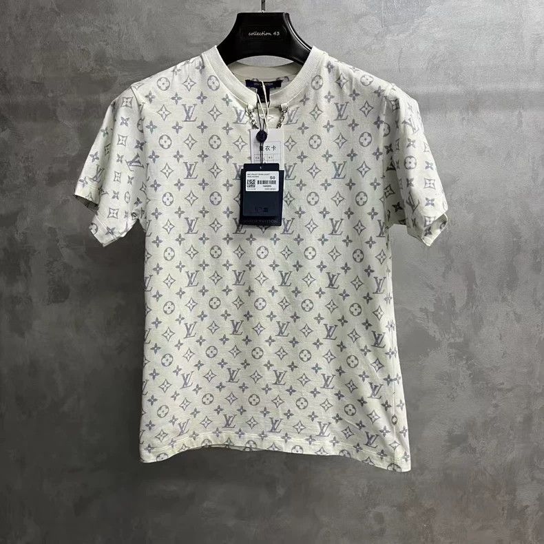 Louis Vuitton white neckline chain and full logo short sle
