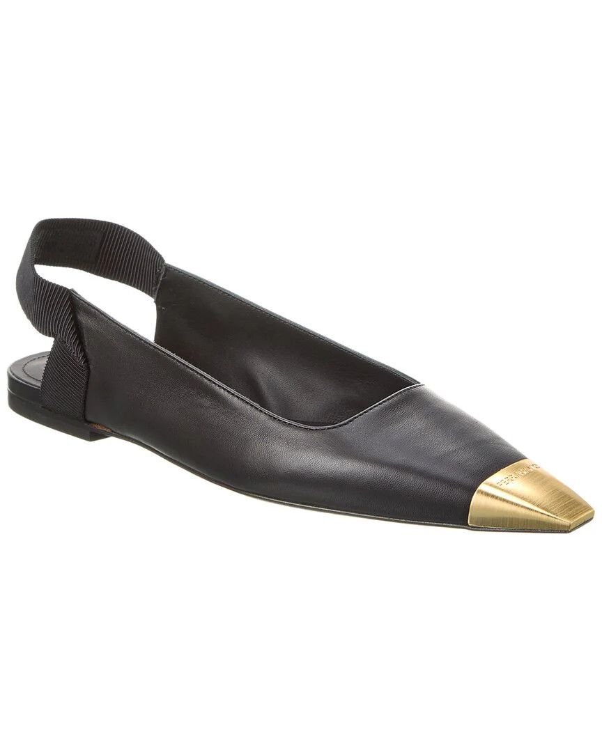 Salvatore Ferragamo o1s1rm0924 Alhena Leather Slingback Flat in Black Size US 7.5 / IT 37.5 - 2 Thumbnail