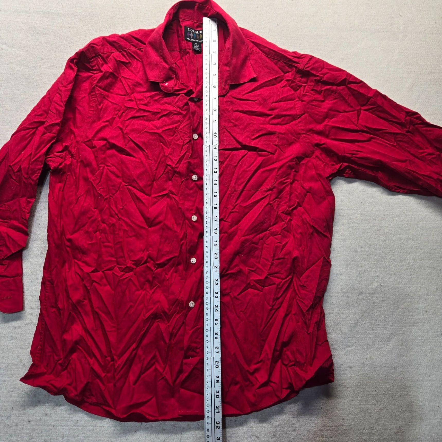 Alexander Julian Alexander Julian Colours Solid Red Long Sleeve Button Up Dress Shirt XL Mens Front Collared Button-Down 17 in Red Colorful 90s (if applicable) Size US XL / EU 56 / 4 - 6 Thumbnail