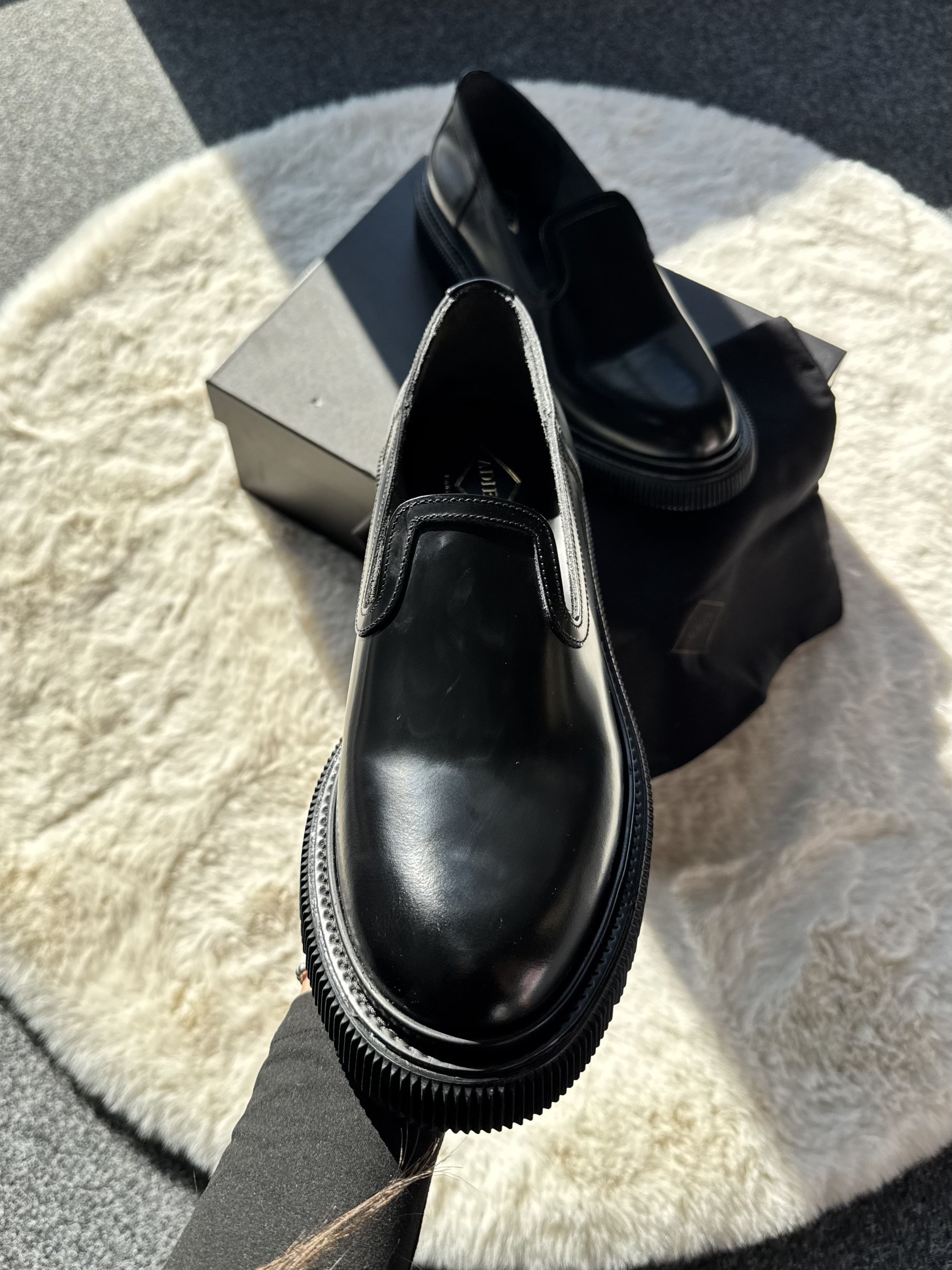 Adieu Paris Adieu Paris Type 215 - Black leather slip-on moccasins Size US 11 / EU 44 - 6 Thumbnail