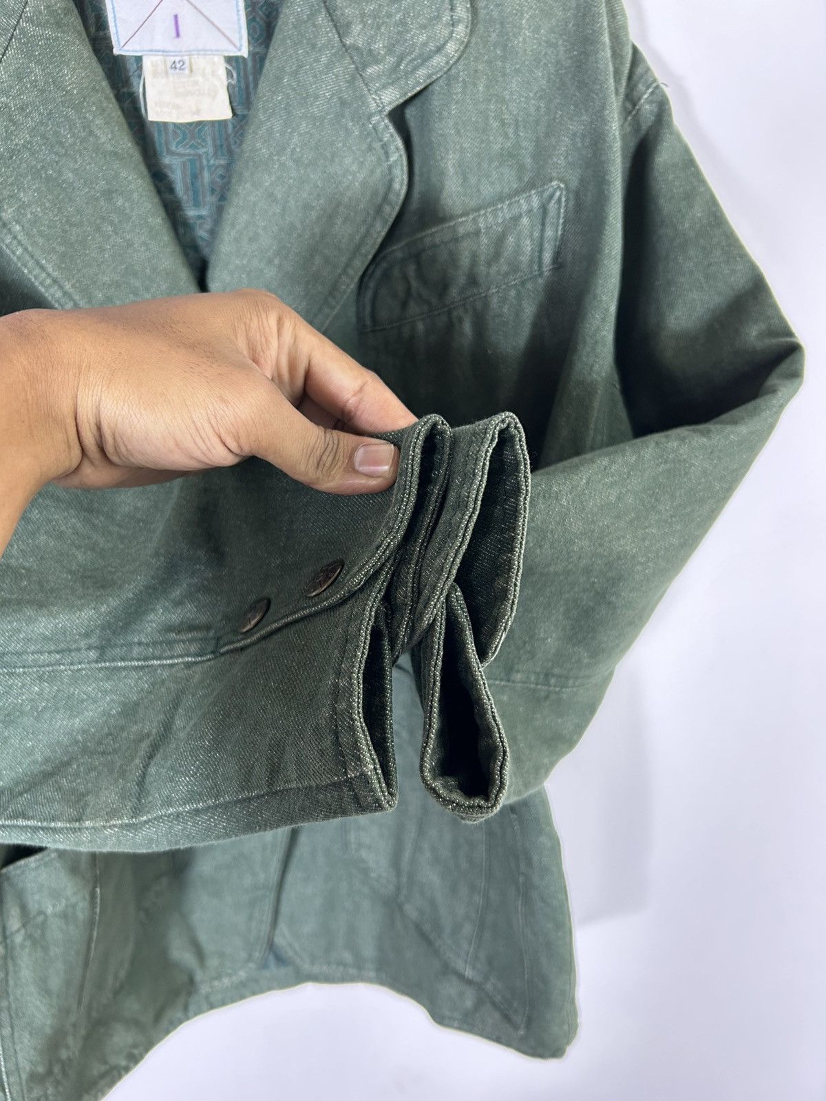 Fendi Vtg FENDI Green Denim Blazer Jacket — 70s Workwear Style Size US M / EU 48-50 / 2 - 7 Thumbnail
