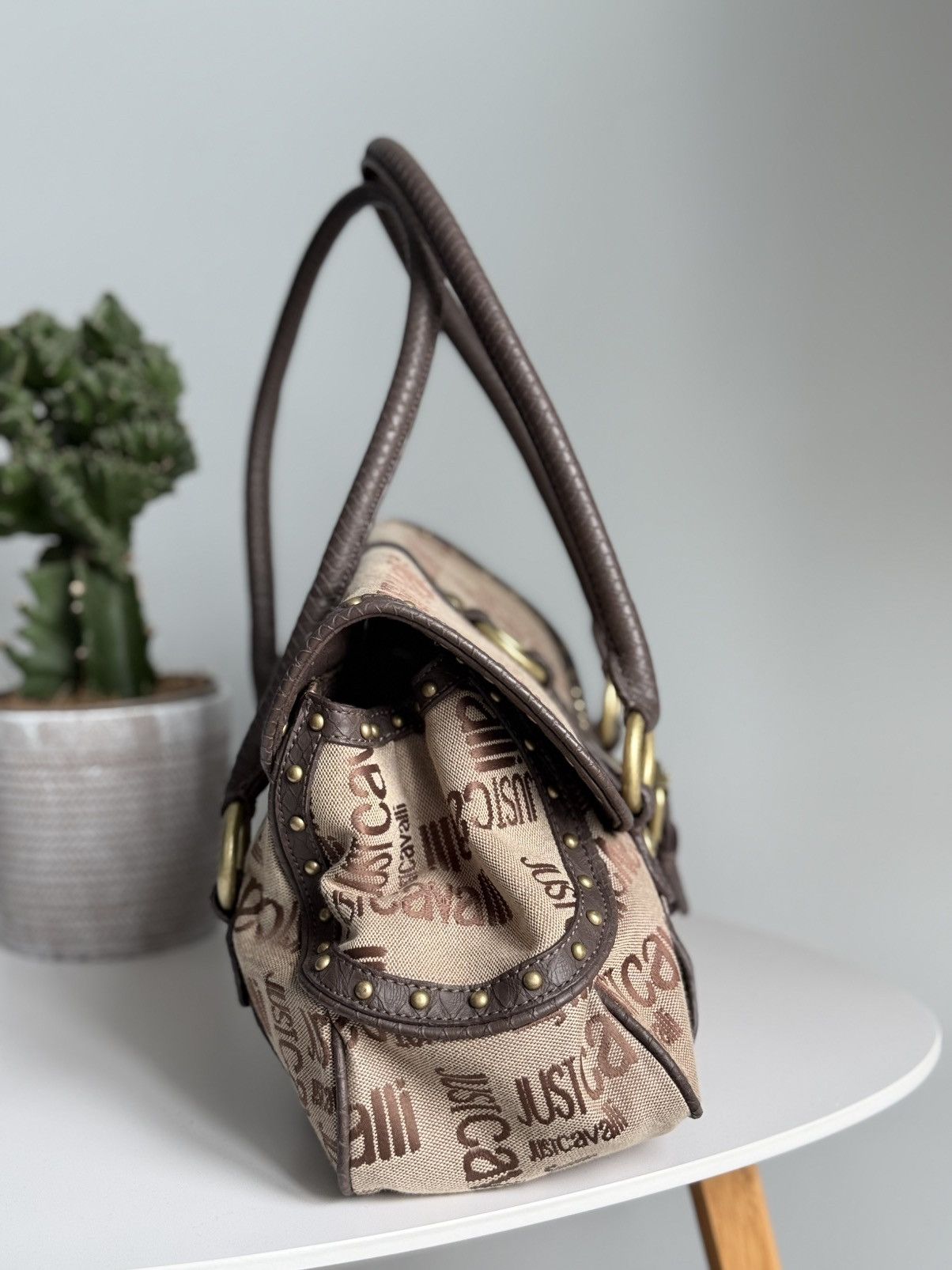Just Cavalli Just Cavalli Monogram Canvas Leather Bag Shoulder Bag Size ONE SIZE - 7 Thumbnail