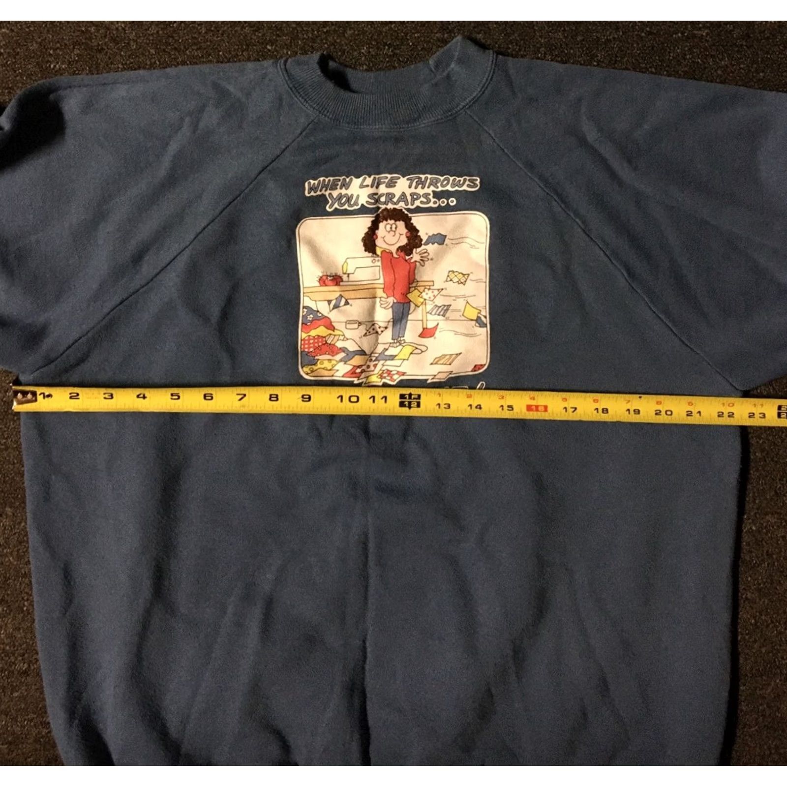 Hanes VINTAGE Hanes Sweatshirt XL 80s 90s Make A Quilt Striped Blue Women's Regular Crew Fun Grunge USA Size XL / US 12-14 / IT 48-50 - 4 Thumbnail