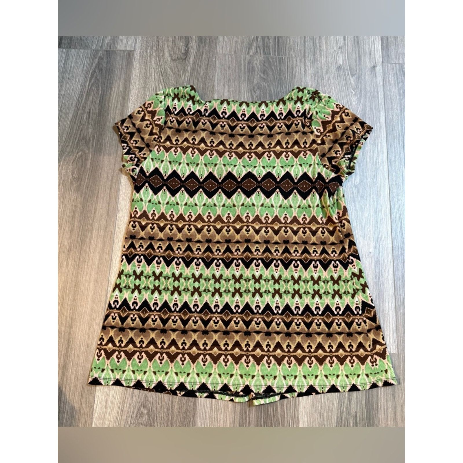 Liz Claiborne Y2K Green/Brown Top Sz Large Boho Fairy Grunge Indie Hippie Size L / US 10 / IT 46 - 4 Thumbnail