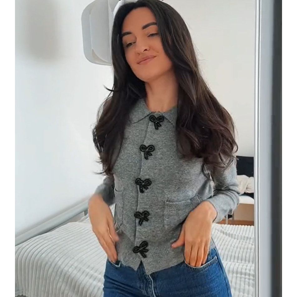 Zara RARE!!! ZARA Gray Embellished Knit Top NWT Size L / US 10 / IT 46 - 8 Thumbnail