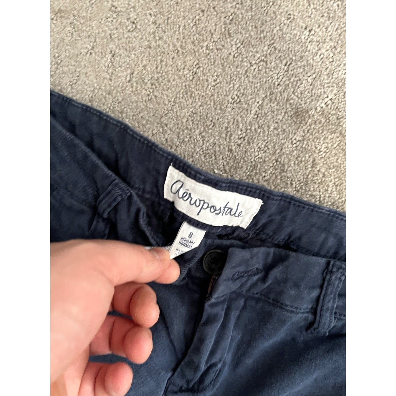 Vintage Aéropostale Women Skinny Stretch Chino Pants Navy Blue Size 8 Long Distresse Casual Everyday Wear Womens Pants Size 30" / US 8 / IT 44 - 5 Thumbnail