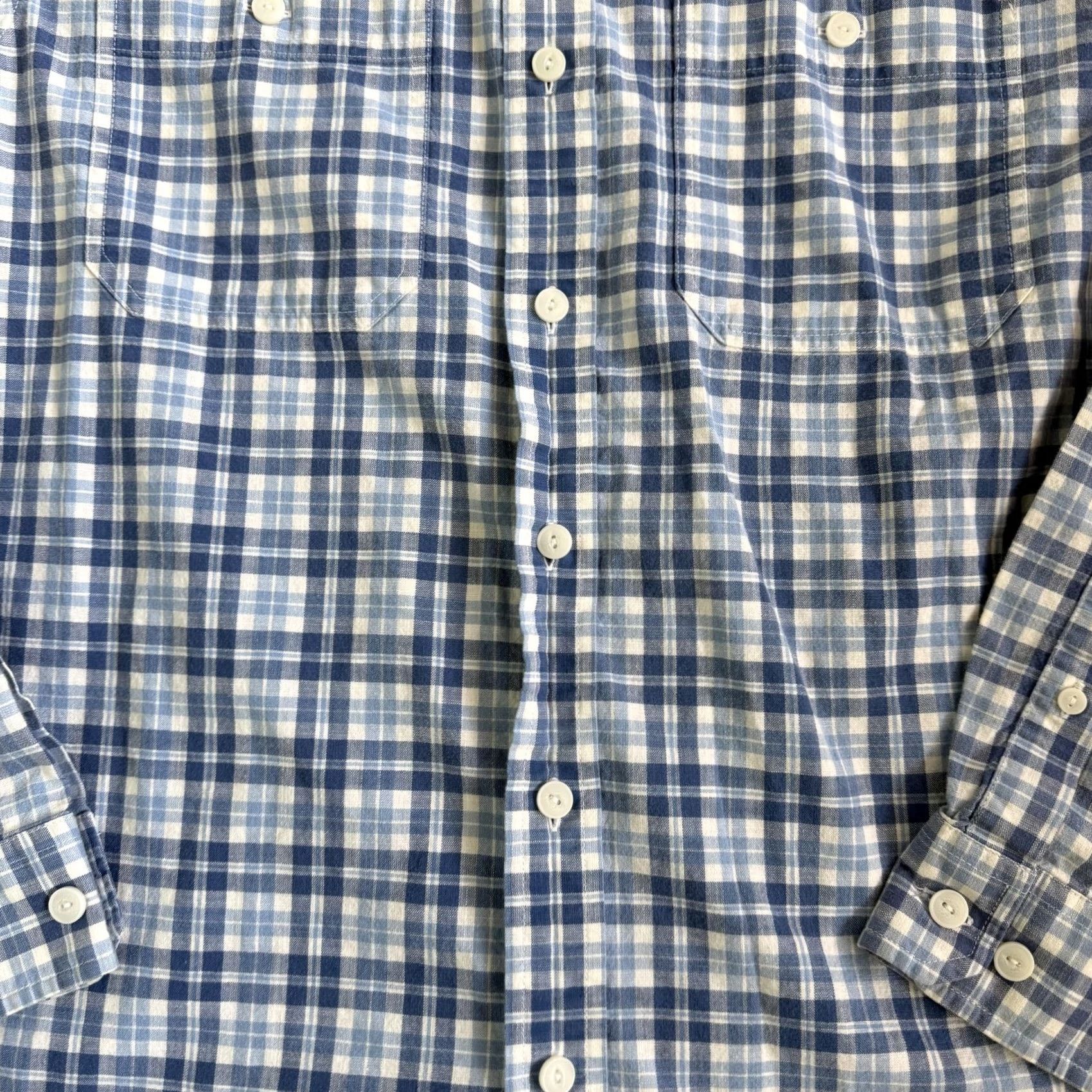 Vintage L.L. Bean Shirt Mens Medium Blue Plaid Long Sleeve Button Up Size US M / EU 48-50 / 2 - 2 Thumbnail