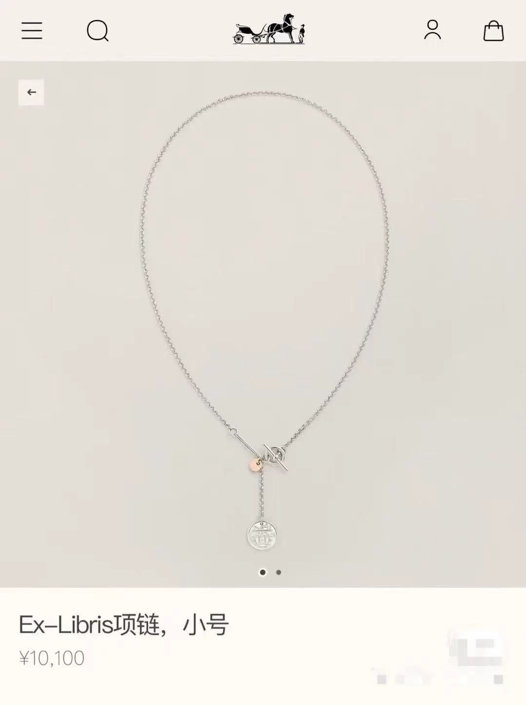 Hermes Hermès Ex-Libris Necklace 18K Gold Pendant Silver Chain Box Size ONE SIZE - 8 Thumbnail