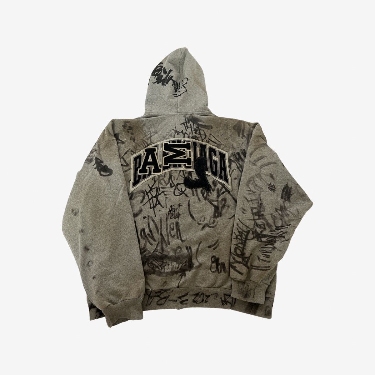 Balenciaga Balenciaga SS23 Grey Skate Graffiti Zip Hoodie Size US S / EU 44-46 / 1 - 3 Thumbnail