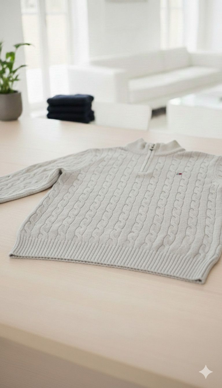 Tommy Hilfiger Tommy Hilfiger Cable Knit Quarter-Zip Sweater Size US M / EU 48-50 / 2 - 2 Thumbnail