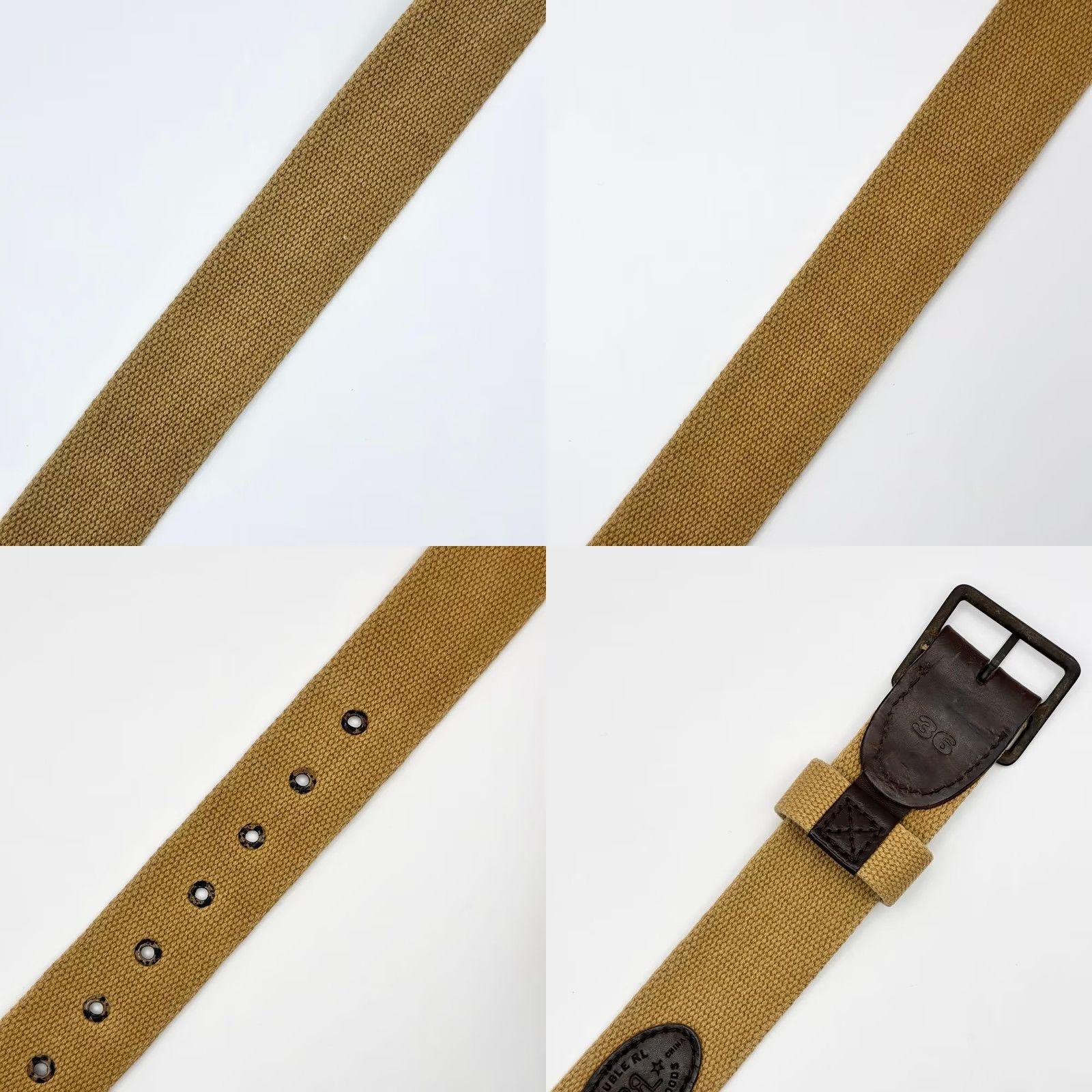 Ralph Lauren RRL Ralph Lauren Military Canvas Belt Khaki Brown Logo Excellent Condition Men 36 Leather Canvas Belt Military/Webbed Brown Color Belt Size 36 - 8 Thumbnail