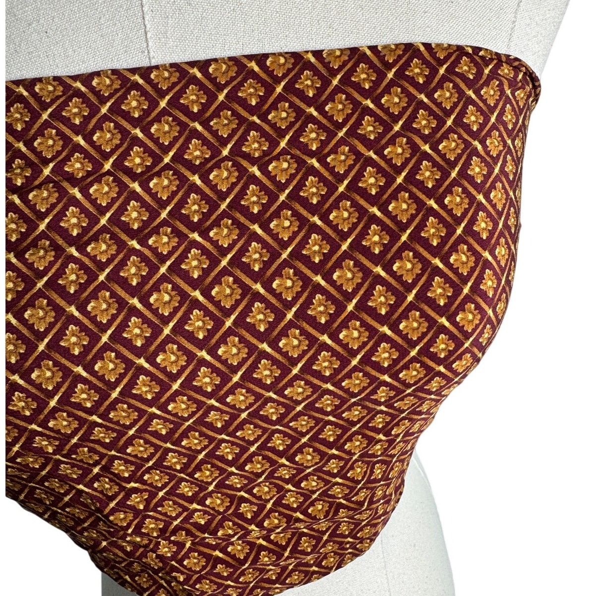 Vintage Vintage J.G. Hook silk floral tassel scarf maroon gold 48x10 Size ONE SIZE - 4 Thumbnail