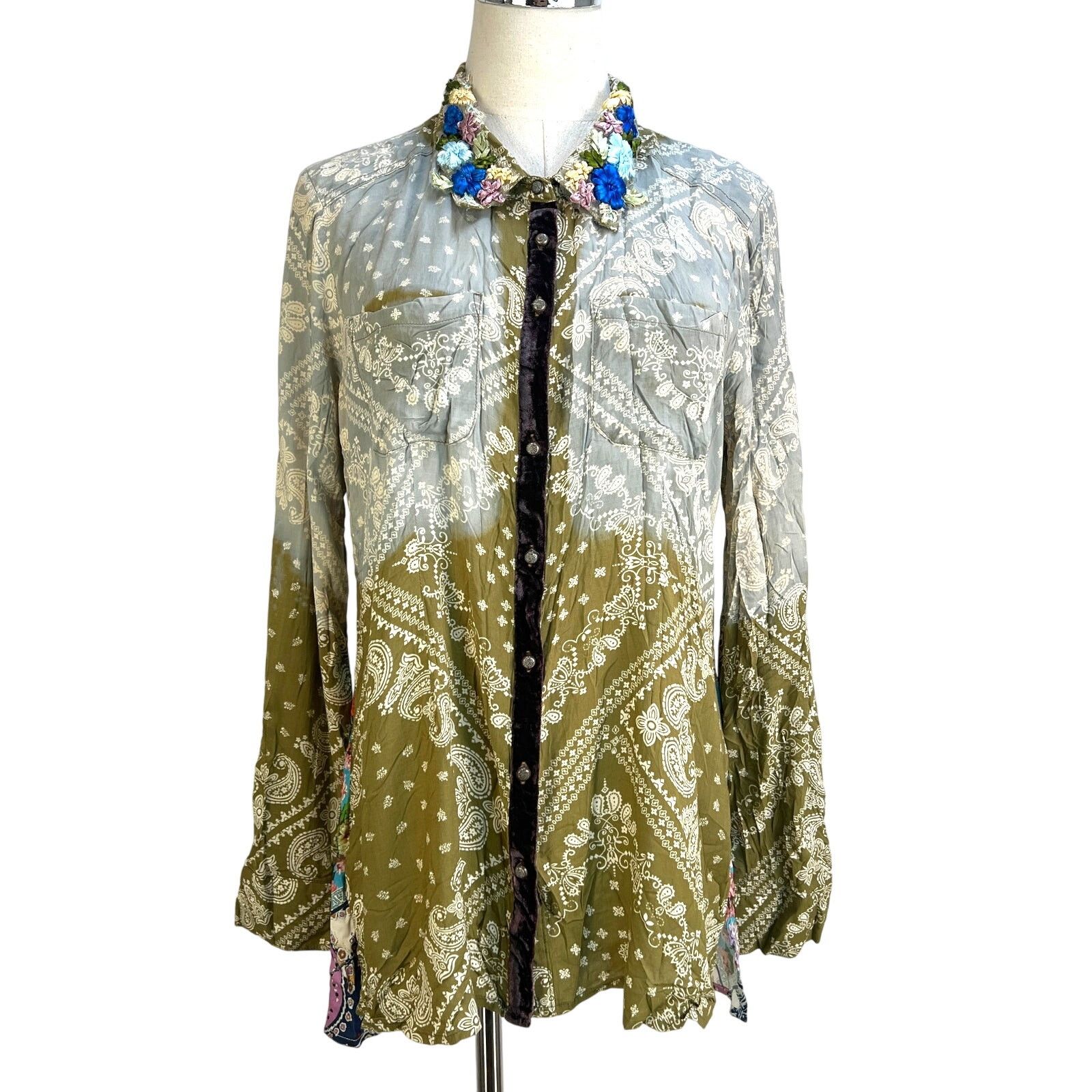 Anthropologie × Other Aratta Silent Journey Button Down Shirt Size M / US 6-8 / IT 42-44 - 1 Thumbnail