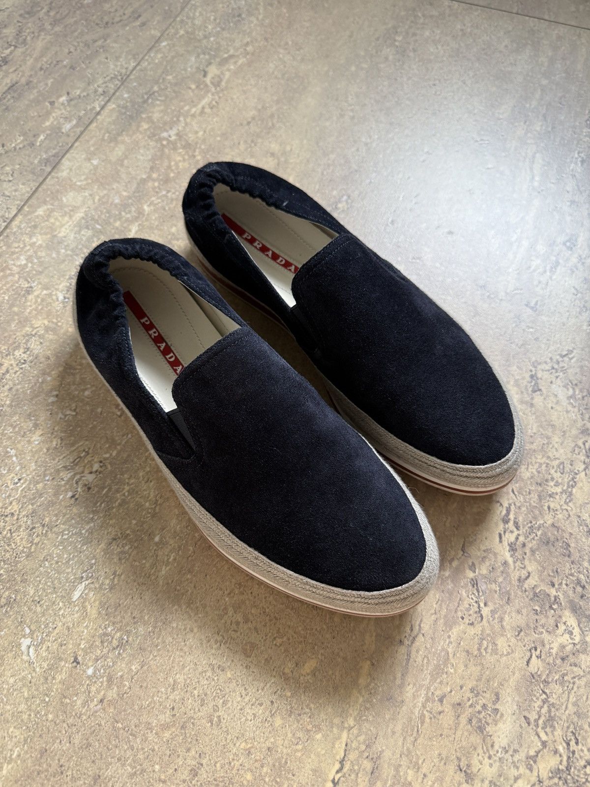 Prada Prada Linea Rossa loafers espadrilles slip-on suede navy Size US 9 / EU 42 - 1 Thumbnail
