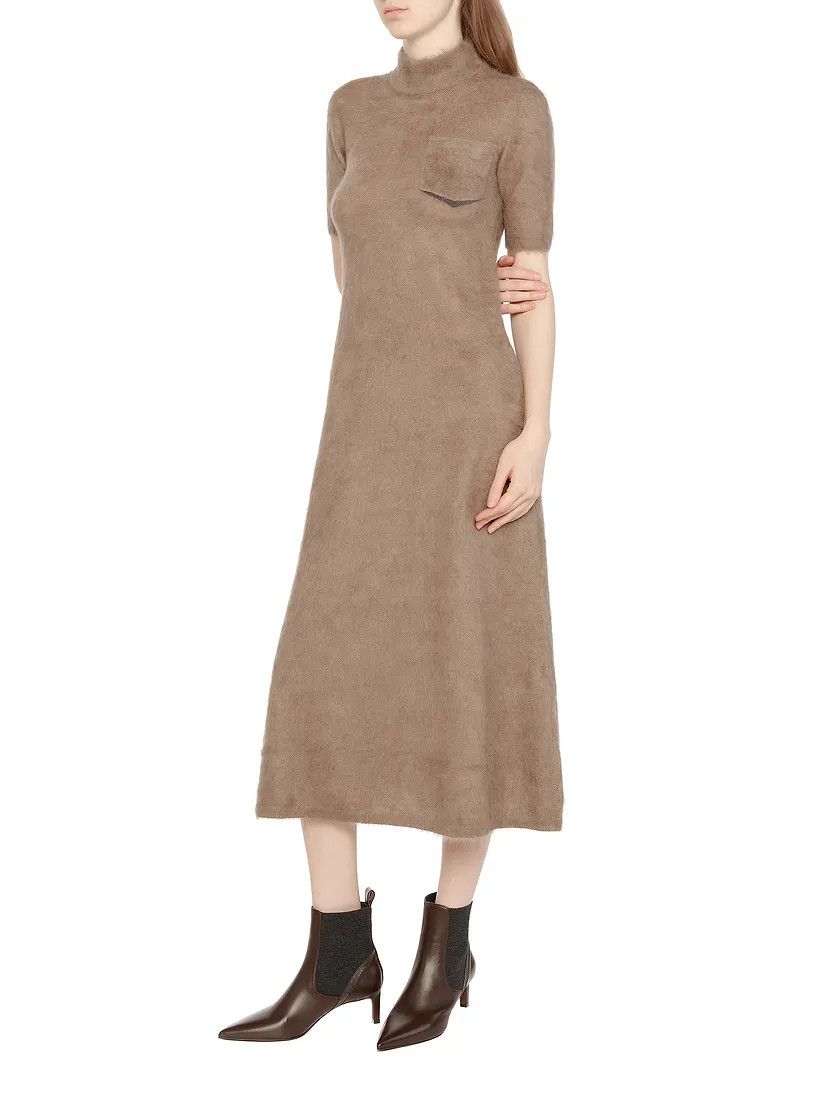 Brunello Cucinelli o1y0725 Midi Dress in Brown Size S / US 4 / IT 40 - 3 Thumbnail