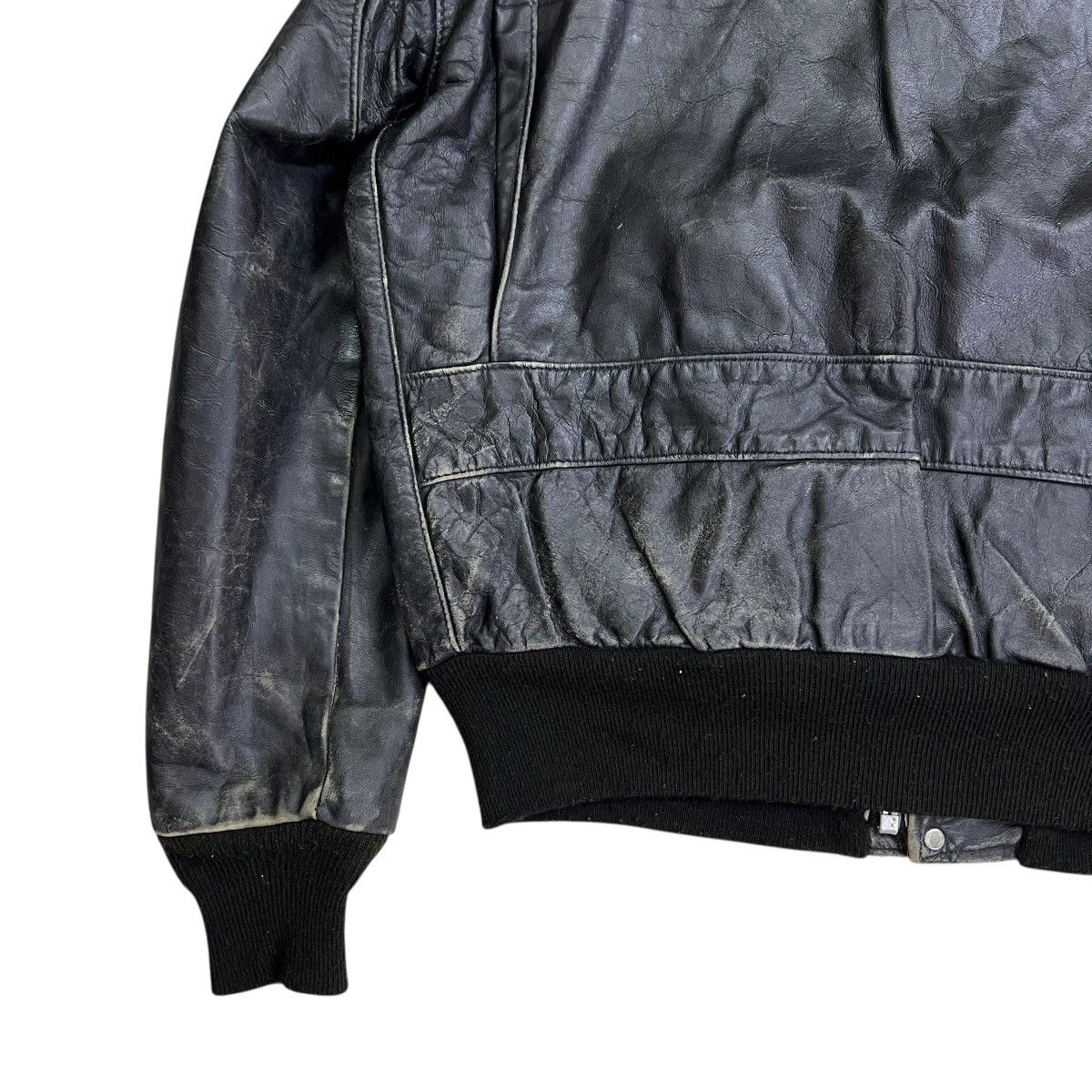 Schott 💥 1970s SCHOTT TYPE A-2 TOPGUN BLACK LEATHER JACKET Size US L / EU 52-54 / 3 - 9 Thumbnail