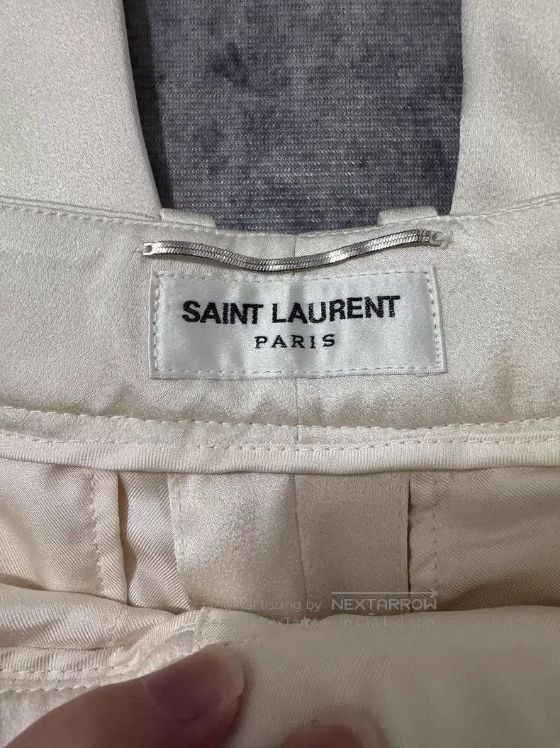 Saint Laurent Paris Saint Laurent Paris Satin Beige Straight Leg Flare Trouser Size US 42 / EU 58 - 6 Thumbnail