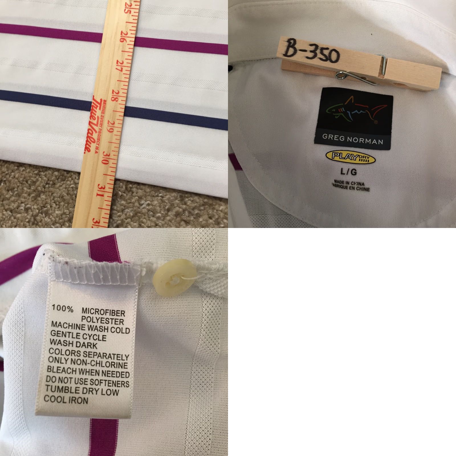 Vintage Greg Norman Polo Shirt Mens L Pink Blue Striped Short Sleeve Play Dry Polo Shirt Size US L / EU 52-54 / 3 - 8 Thumbnail