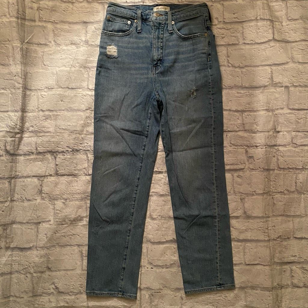 Madewell Madewell women 26 cotton blend ripped classic straight blue Size 26" / US 2 / IT 38 - 1 Thumbnail
