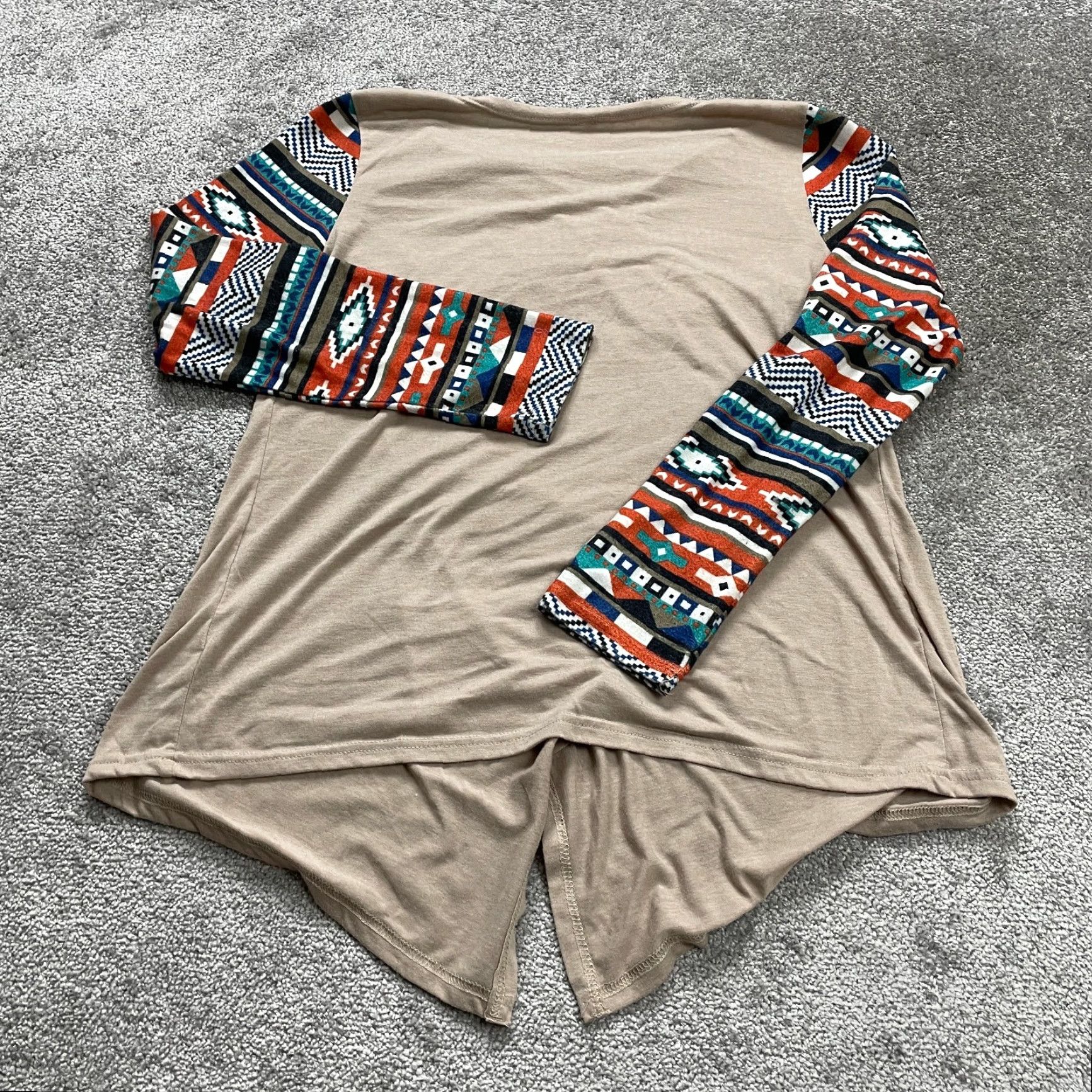 Vintage Unbranded Cardigan Brown Geometric Long Sleeve Open Cover Up Casual XL Womens Size XL / US 12-14 / IT 48-50 - 2 Thumbnail