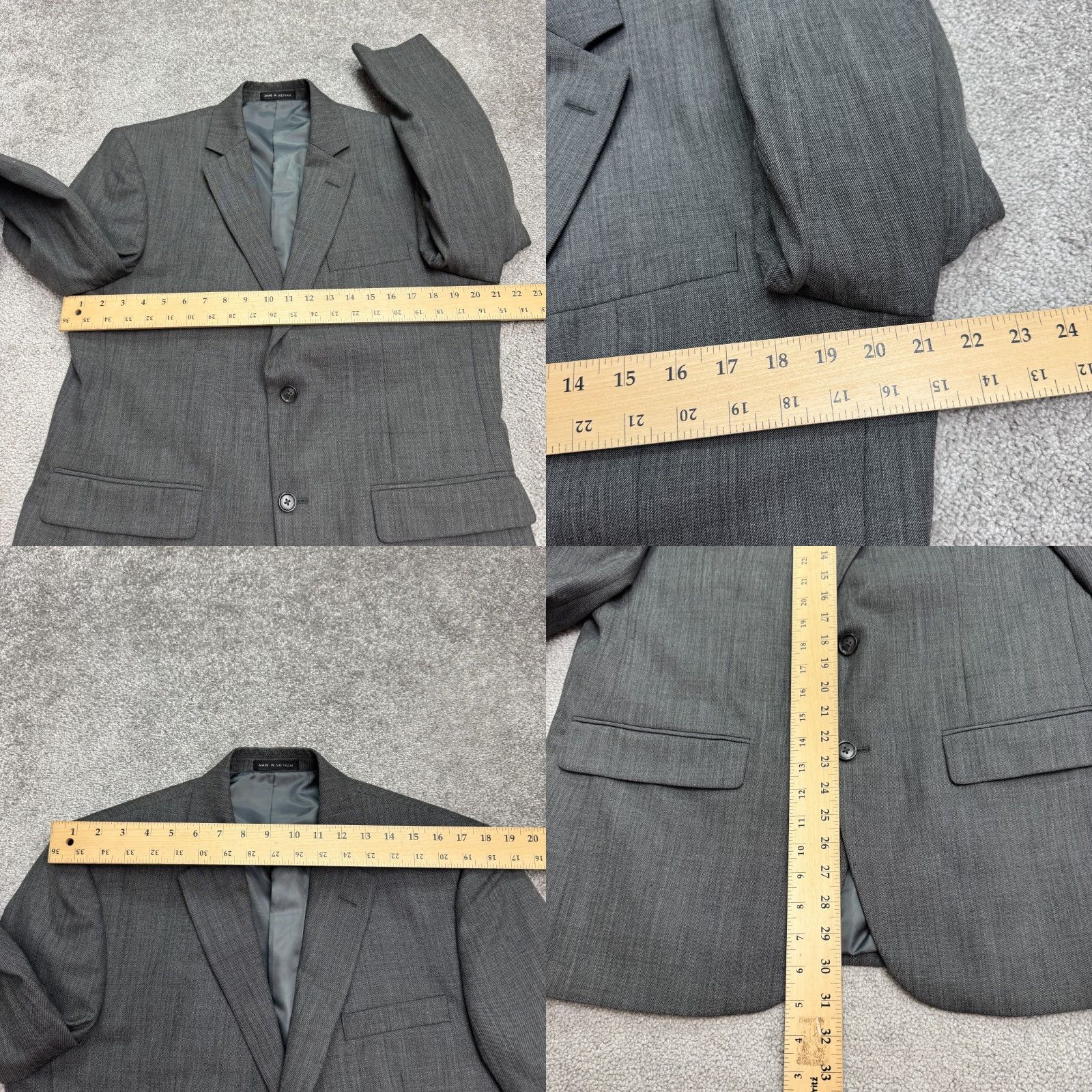 Jones New York Jones New York Wool Blend Suit Blazer Mens 40R Gray Notch Double Vented Workwear Size 40R - 8 Thumbnail