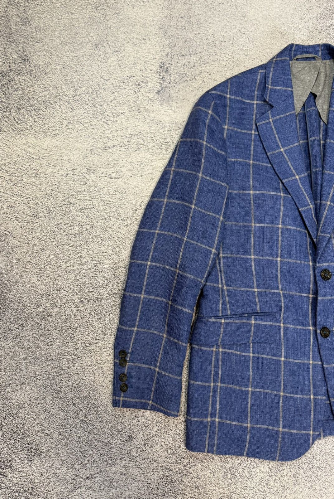 Hackett Hackett Mayfair Linen Blazer 38R/48R Windowpane Sport Coat Size 38R - 3 Thumbnail
