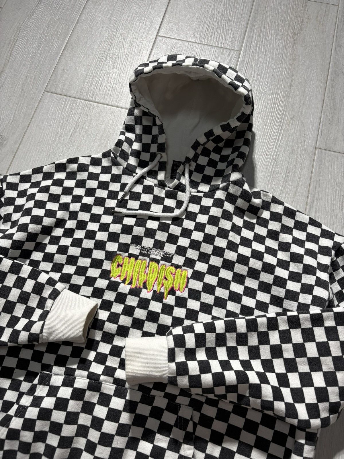 CHILDS Childish Boxy Fit Hoodie Y2K Checkered Embroidered Logo Size US M / EU 48-50 / 2 - 2 Thumbnail