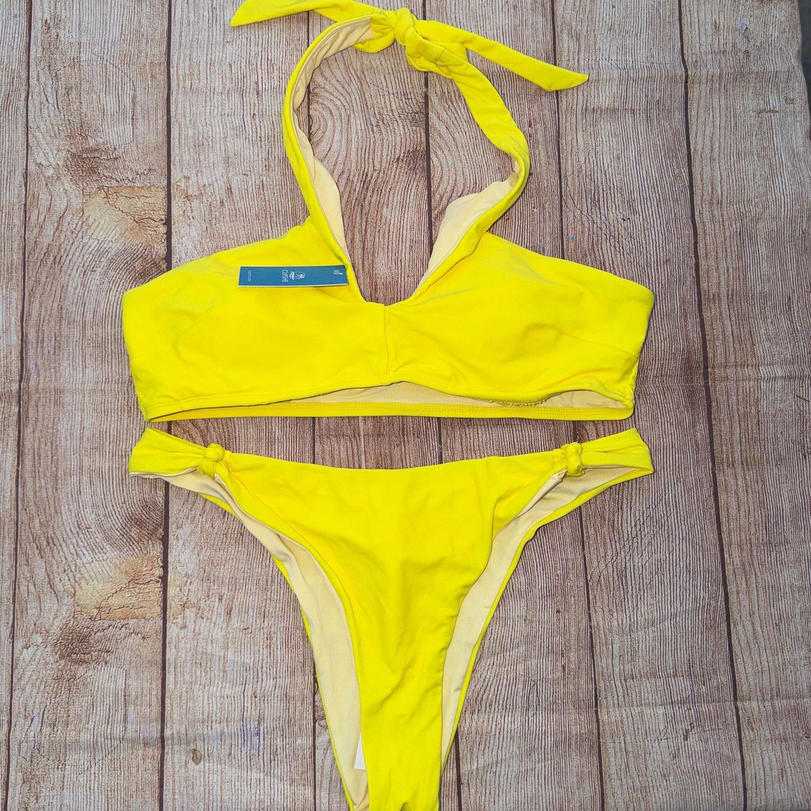 Other Cupshe Yellow Halter Bikini Set NWT Size ONE SIZE - 1 Thumbnail