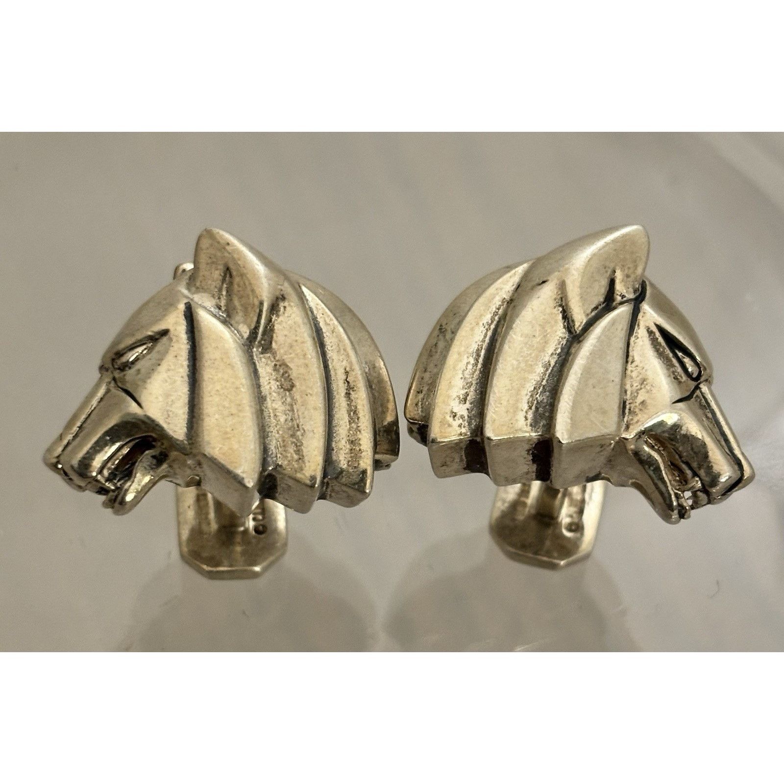 Sterling Silver Vintage Rick Cameron Wildlife Sterling Wolf Head Cufflinks Size ONE SIZE - 1 Thumbnail