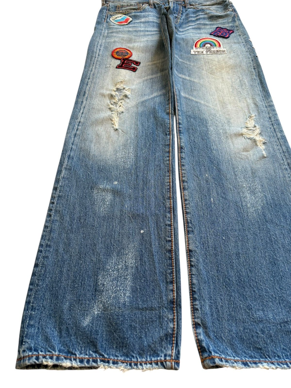 Japanese Brand Vintage Japanese Brand Patches Faded Wash Baggy Jeans Size US 32 / EU 48 - 6 Thumbnail