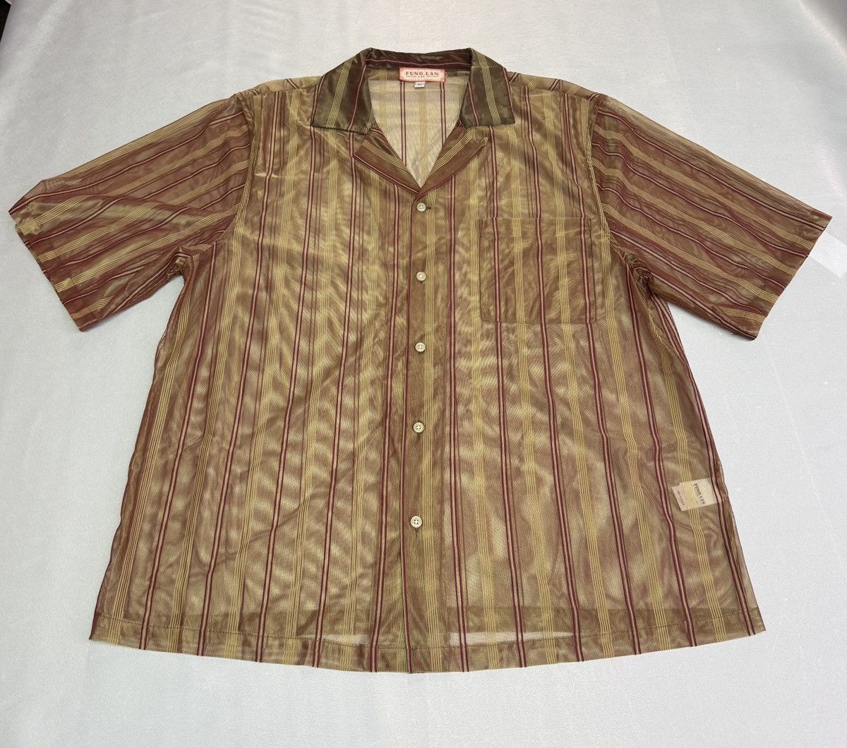 Other Gold Satin Stripe Short Sleeve Button Down – Brand New Size US M / EU 48-50 / 2 - 1 Thumbnail