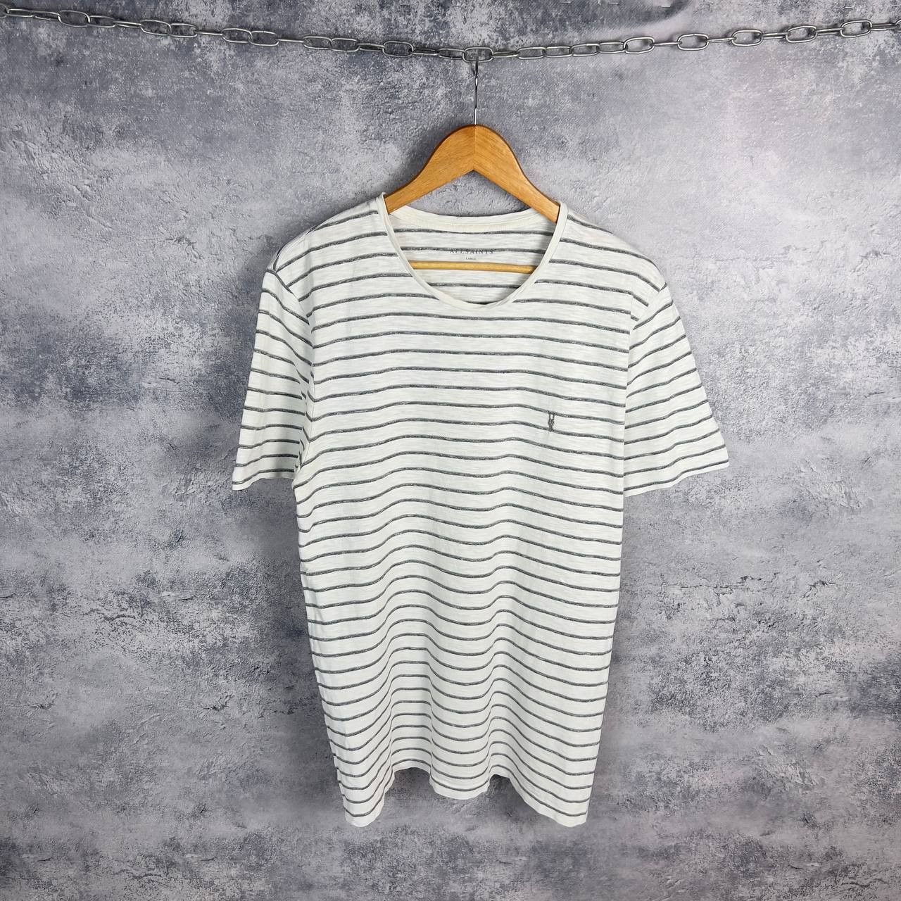 Allsaints Allsaints Tee Men's Size L Striped Cotton Short Sleeve` Size US L / EU 52-54 / 3 - 1 Thumbnail