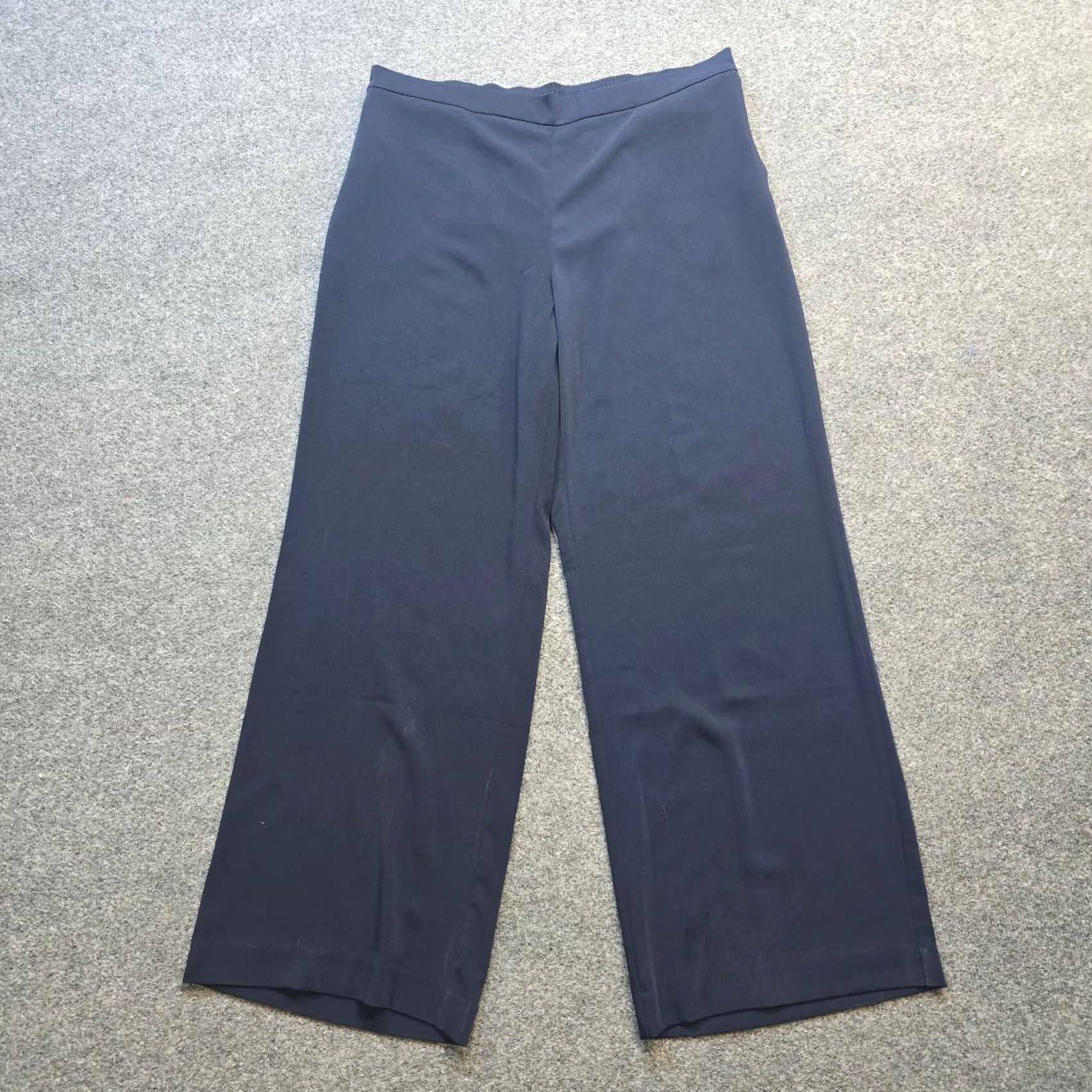 Vintage Susan Graver Pants Women Size 16 Blue Wide-Leg Knit Elastic Waist High Rise Casual Dress Pants Size 24" / US 00 / IT 34 - 2 Thumbnail