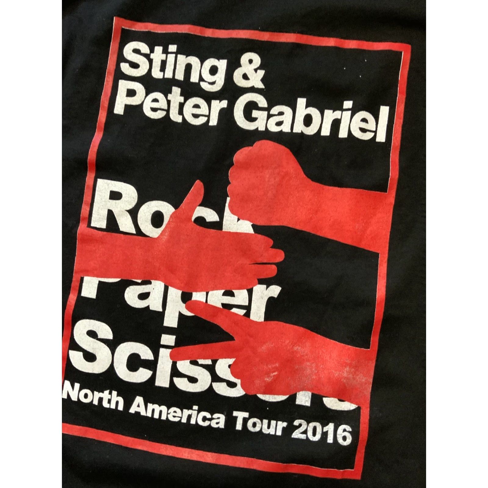Vintage Sting & Peter Gabriel Rock Paper Scissors Hollywood Bowl World Tour 2016 T-Shirt Size US M / EU 48-50 / 2 - 5 Thumbnail