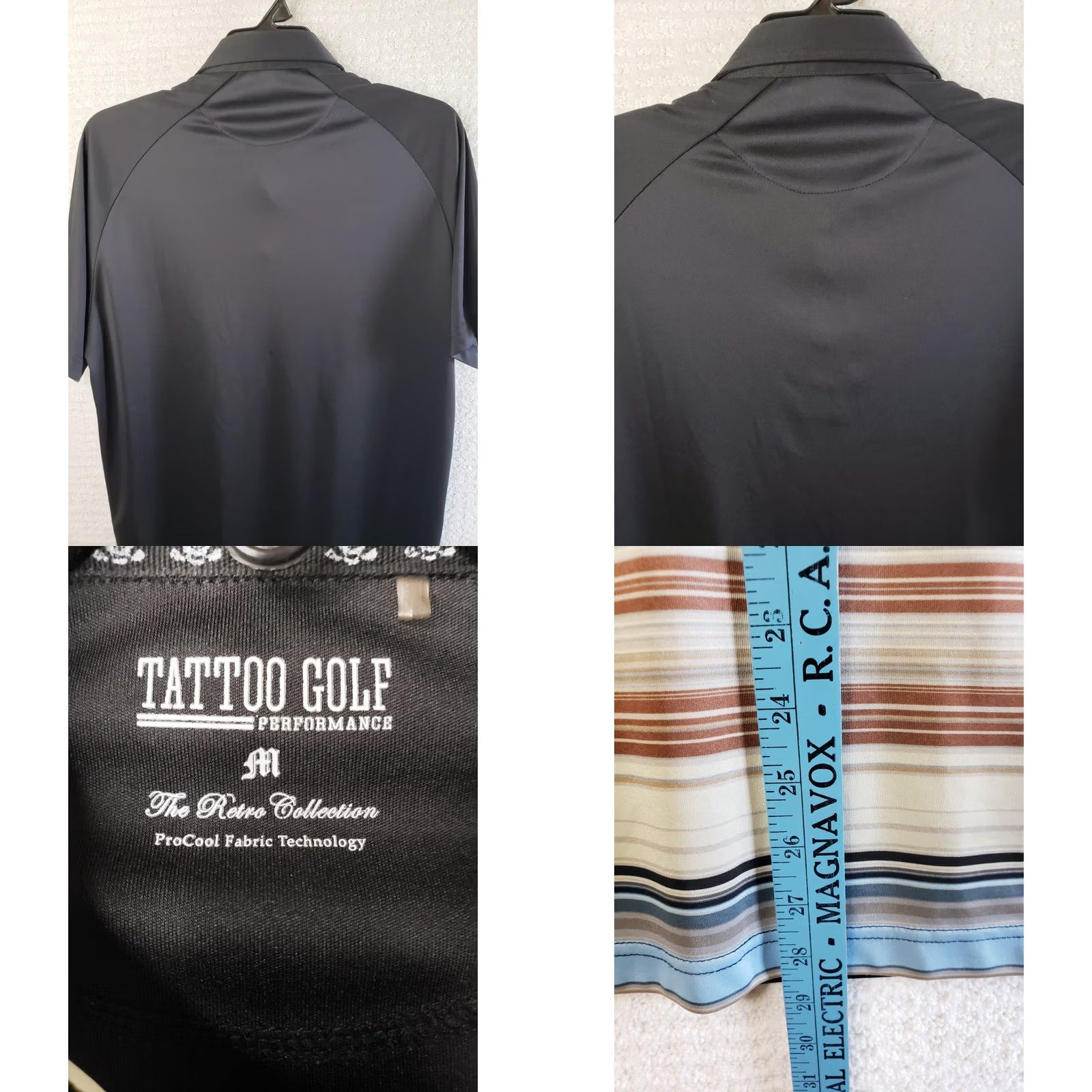Bones Tatoo Golf Polo Shirt Mens L Multicolor Striped Short Sleeve Skull Golf Clubs Logo Athletic Classic Retro Collection Size US L / EU 52-54 / 3 - 8 Thumbnail