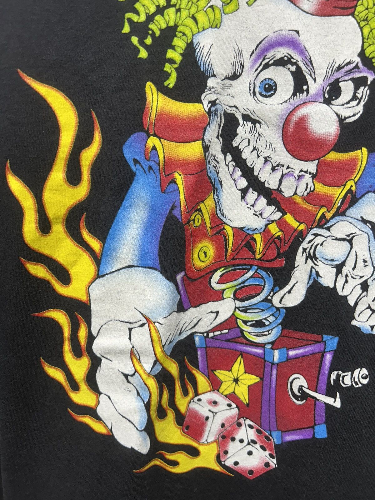 Vintage 90s Jack in the Box Clown Throwing Dice Flame Longsleeve Size US L / EU 52-54 / 3 - 6 Thumbnail