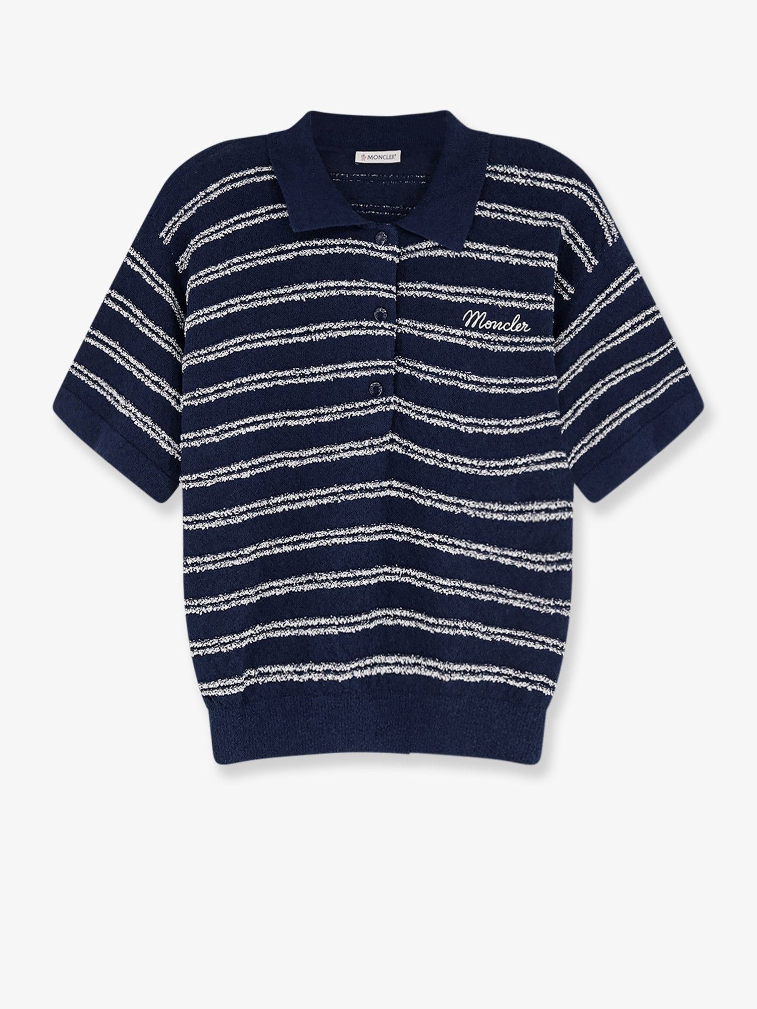 Moncler Cotton Blend Polo Shirt With Boucle Effect Size M / US 6-8 / IT 42-44 - 1 Thumbnail