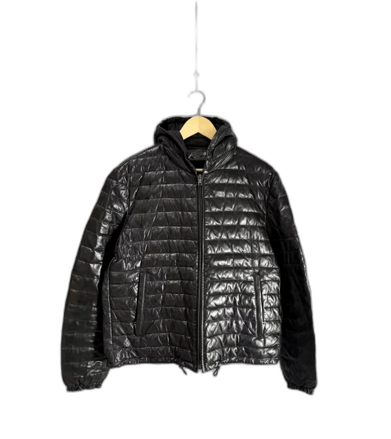 Prada Prada Black Leather Down Jacket for Sale Size US L / EU 52-54 / 3 - 1 Thumbnail