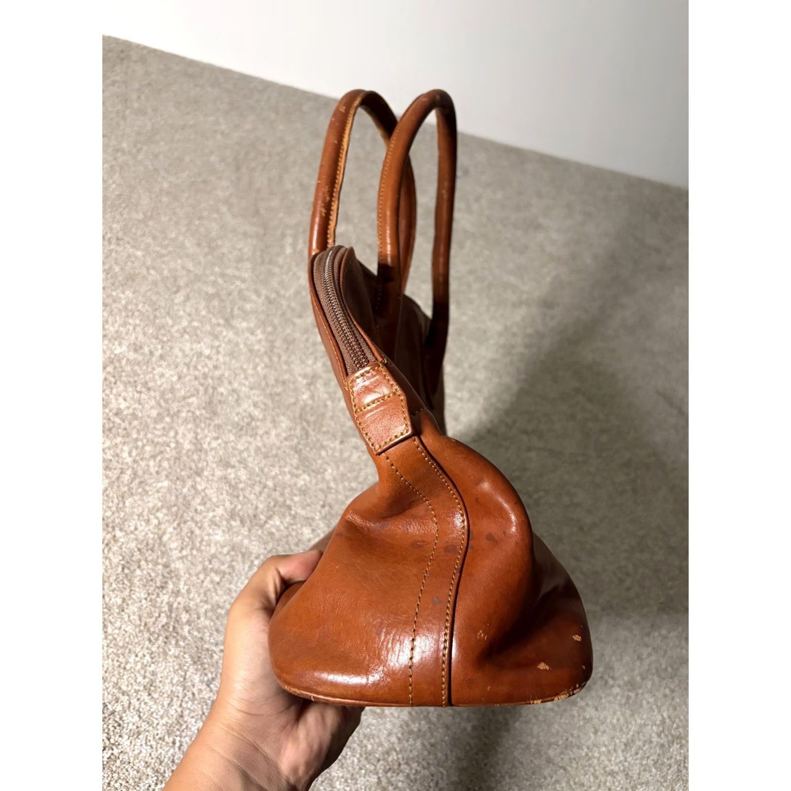 Vintage La Sella Roma Satchel Bag Womens Medium Brown Leather Top Handle Crossbody Purse Size M / US 6-8 / IT 42-44 - 6 Thumbnail