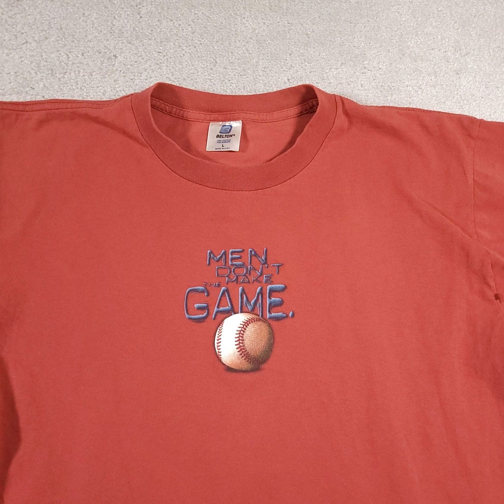 Bally VINTAGE Belton Big Ball Sports Shirt Mens Large Red Cotton Graphic 90s Baseball Tee Mens Size US L / EU 52-54 / 3 - 3 Thumbnail