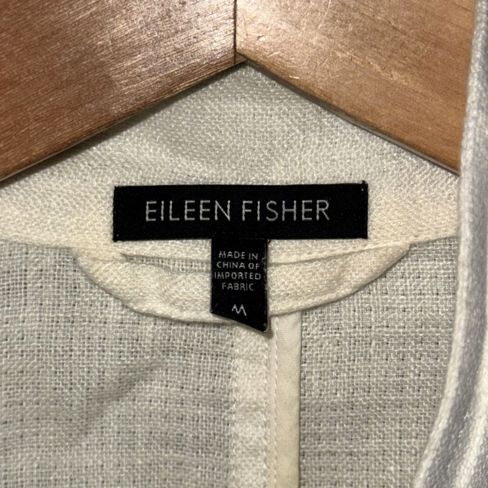 Eileen Fisher Eileen Fisher Blazer Womens Medium White Linen Stand Collar Casual Jacket Blazer Button Pockets Short Sleeve Unlined Size M / US 6-8 / IT 42-44 - 5 Thumbnail